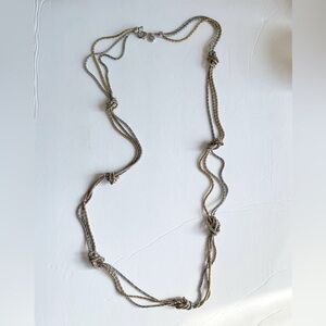 Loft mixed metal long rope chain necklace knot silver‎ gold multi strand